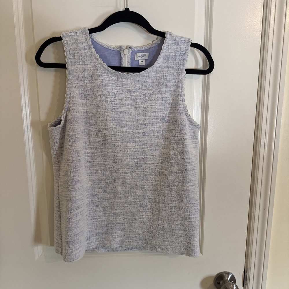J Crew Scalloped Edge Periwinkle Dress Tank Top Size Medium